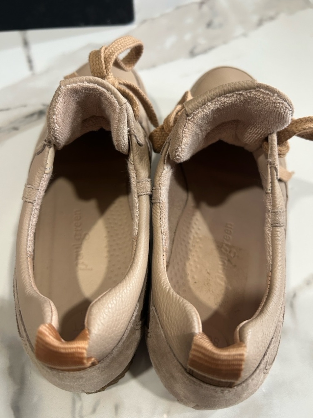 Paul Green Beige Leather & Suede Low-Top Sneaker - Picture 3 of 4